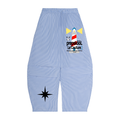 Vertical Stripe Drawstring Barrel Pants